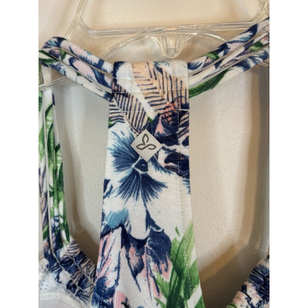 PRANA Pristine Halter Racerback Dress Women XS Padded Bra Floral Tropical Beach - Picture 7 of 12